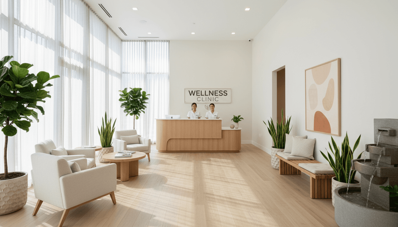 Bright and welcoming nutrition clinic reception area in Toronto